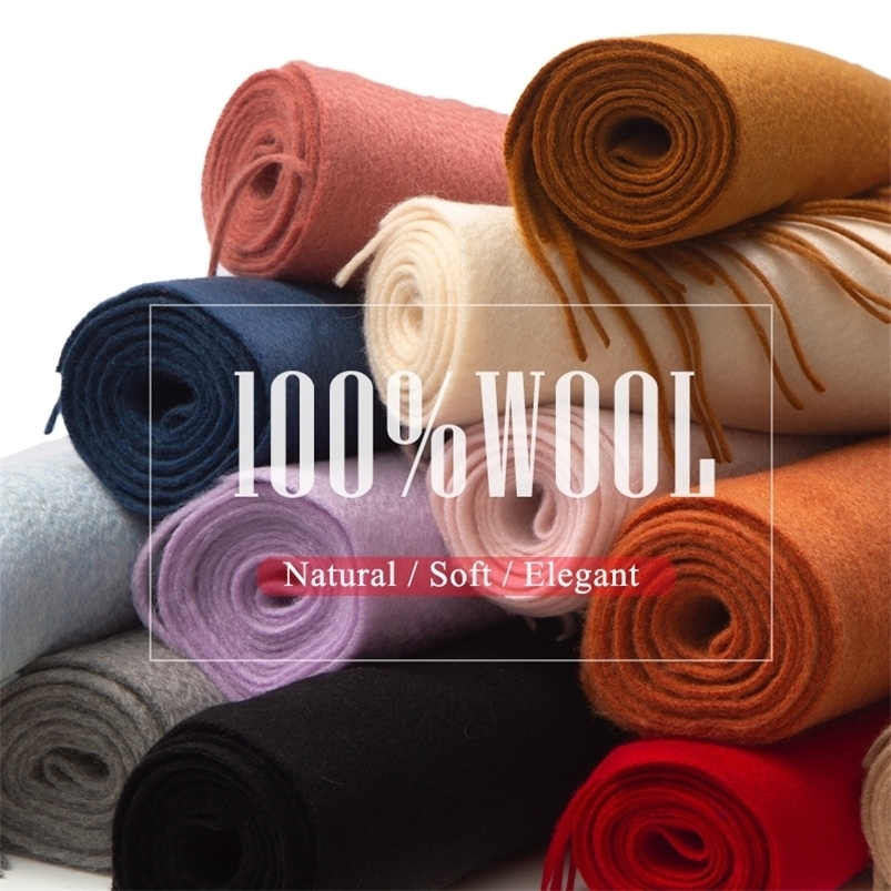 

Scarves Winter Pure Long Cashmere Scarf Women Luxury Brand Real Warm Thick Soft Solid Shawl Ladies Wrap 221010