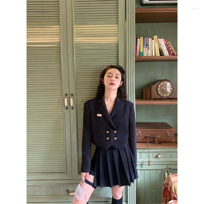 

Work Dresses Autumn Suit Female Pleated A-line High Waist Skirt College Uniform Jacket Two-piece Blazer Dress Women, Skirt only