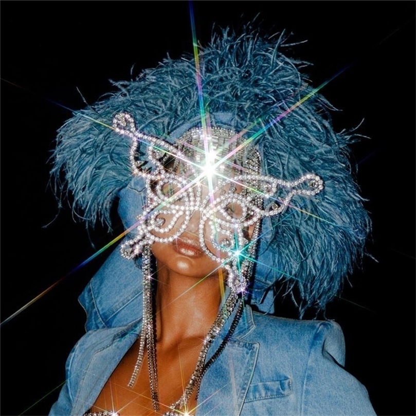 

Other Luxury Mask for Women Bling Crystal Butterfly Cover Face Jewelry Cosplay Decor Party Halloween Christmas Gift 221008