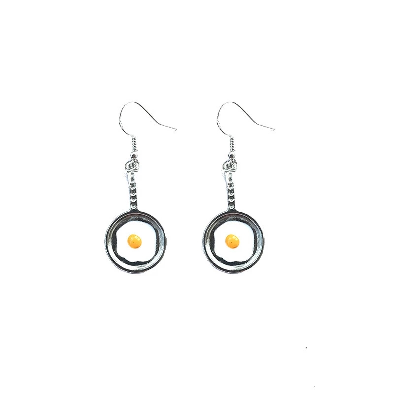 

Hot Pretty Style Fried Egg Earrings Food Stud Frying Pan Cute Pendant Kawaii Gift Idea
