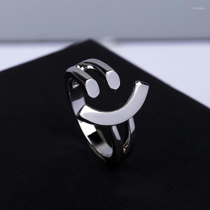 

Wedding Rings Simple Lucky Keep Smilely Face Fashion Finger For Female Link Chain Punk Style Party Jewelry Gift Drop