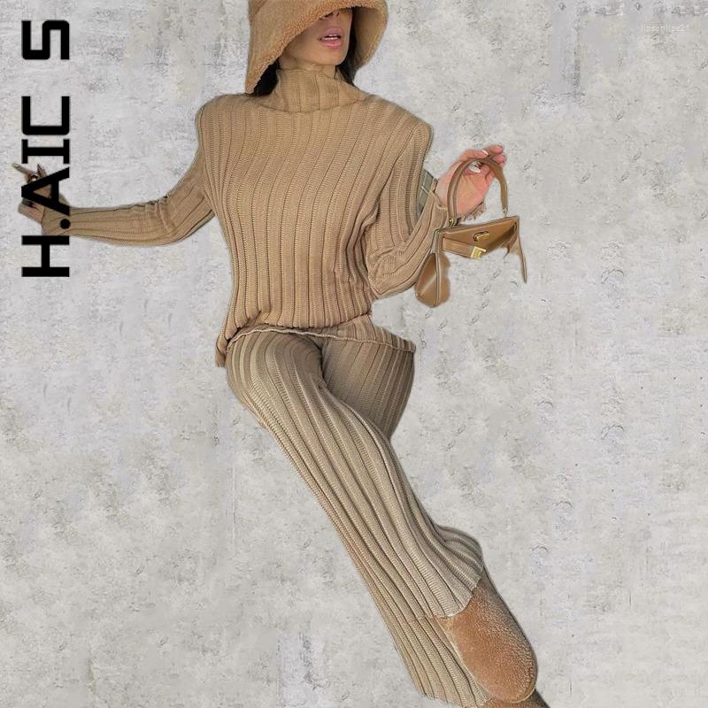 

Women' Two Piece Pants H.Aic  Fashion Women Set Knitted Long Sleeve Sweater Top And 2 Sets Simple Chic Female Sweatsuits For, Green