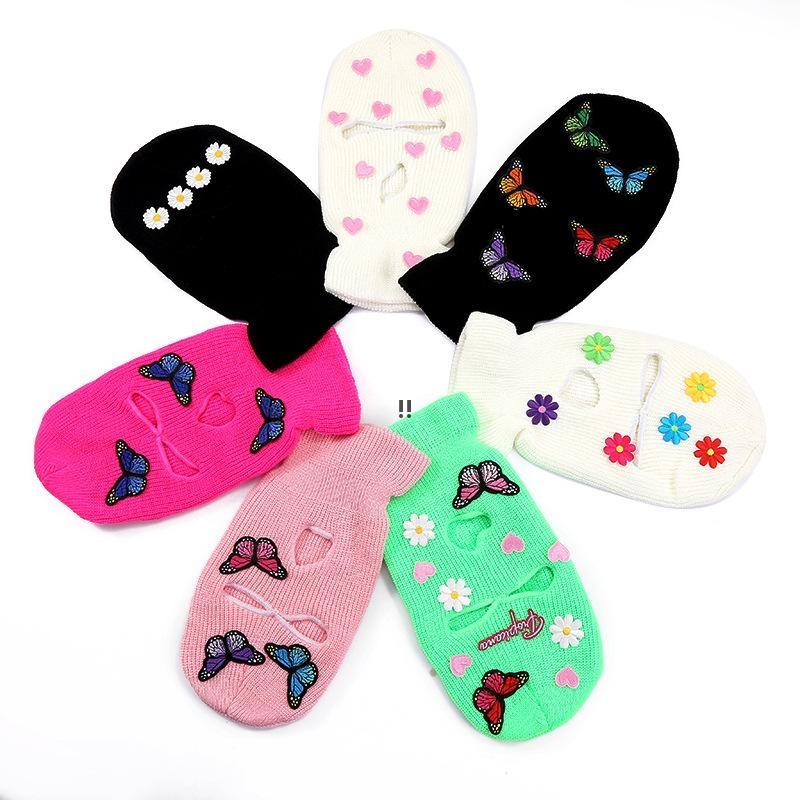 

Knitted Hats Full Face Mask Outdoor Cycling Beanie Balaclava Embroidered Three Hole Neck Gaiter Warmer Windproof Funny Pirate Hats JNB16170, Multi