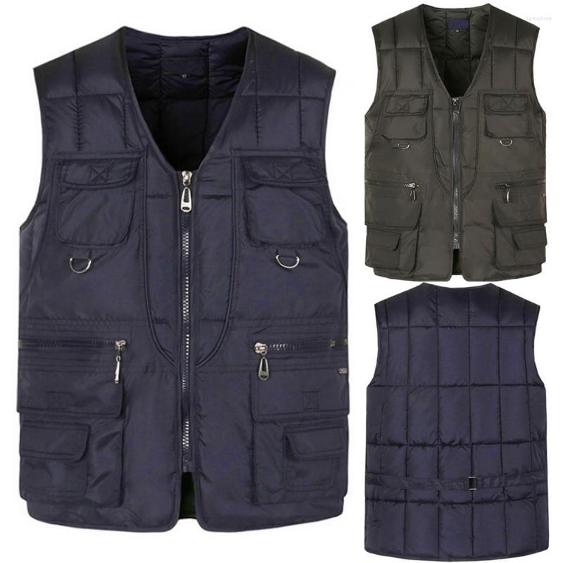

Men's Down Autumn And Winter Padded Vest Sleeveless Zipper Fashion Multi-pocket Warm Cotton, Wff81017651agl2
