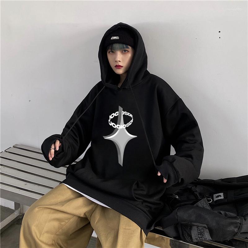 

Men's Hoodies HipHop Hoodie Couple Clothes Streetwear Men Vintage Black Sweatshirts Punk Lounge Wear Kpop Emo Fashion Tops 2022