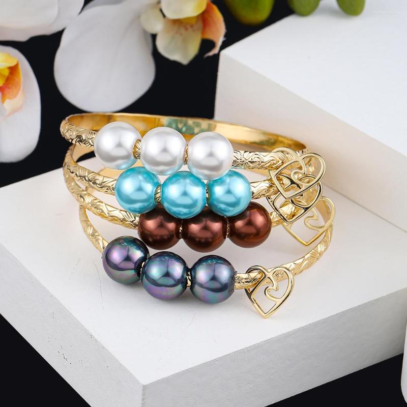 

Bangle SophiaXuan Hawaiian Polynesia Bracelet Woman Fashion Golden Pearl Heart Charm Bracelets Summer Beach Jewelry 2022 For Women Gift