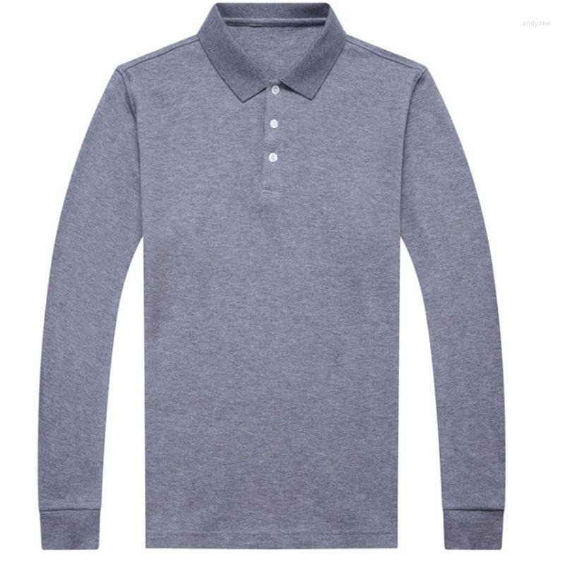 

Men's Polos Plus Velvet Thickening Polo Shirt Men Casual Solid Color Long Sleeve Turnd Own Collar Camisas Tipo Tee Homme, Gy