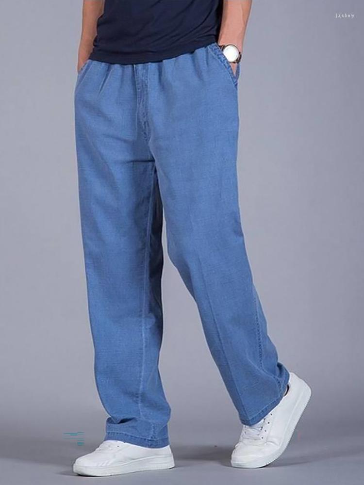 

Men's Pants Men's High Waist Trausers Summer Clothing 2022Casual Linen Loose Cotton Elastic Band Thin Work Vintage Wide Legs, Blue