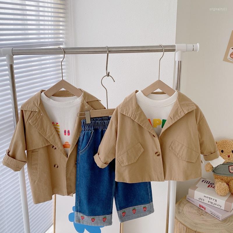 

Coat Toddler Girls Windbreak 0-6Years Children Kids Long Sleeve Solid Khaki Trench Outwear Jacket Spring Autumn Clothes Trencze, Short style