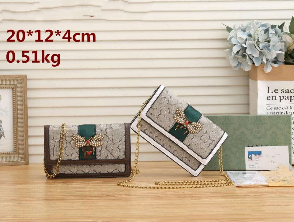 

Designer bags Ophidia Double G chain Shoulder crossbody bags women handbags totes fashion bee stripe messenger wallet ladies PU luxurious Satche shopping purse, White