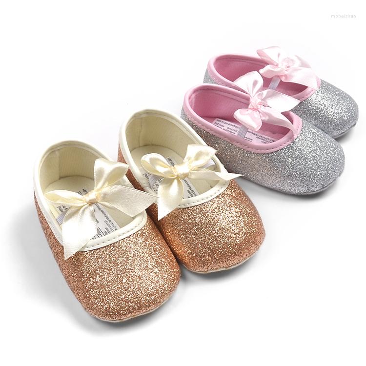 

First Walkers Fashion Born Baby Girl Infant Toddler Children Crib Casual Prewalkers Bowknot Shoes, Silver