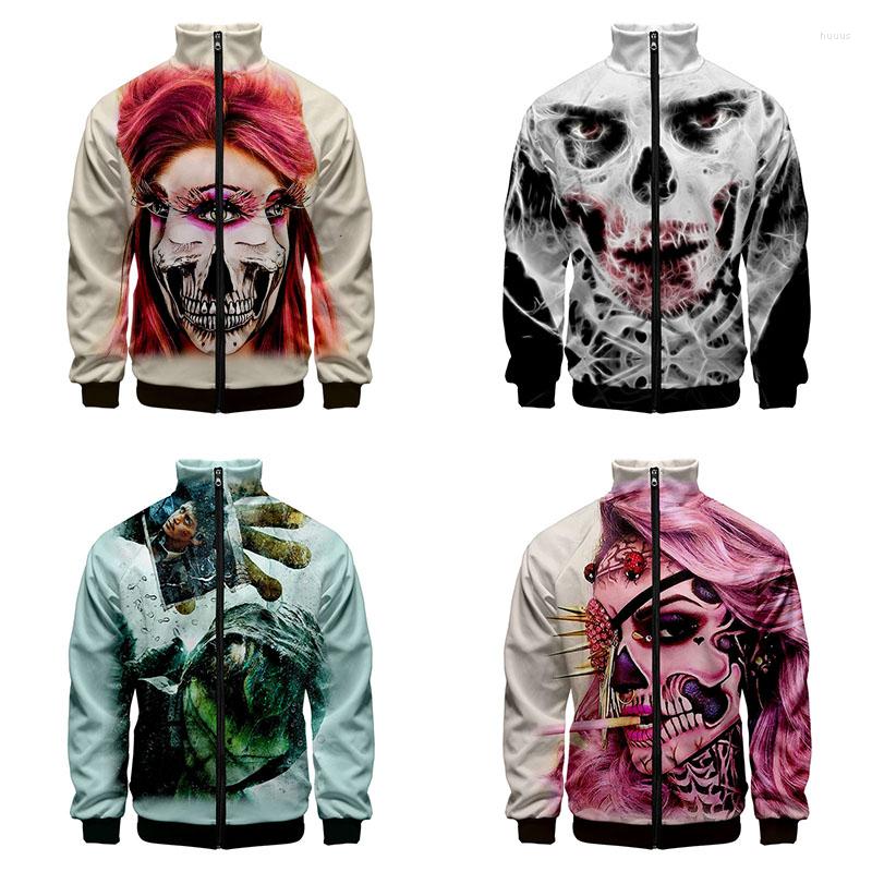 

Men's Hoodies Halloween Horror 3d Stand Collar Hoodie Costume Printed Fashion Men Women Zipper Jackets Long Sleeve Sweatshirts Tops