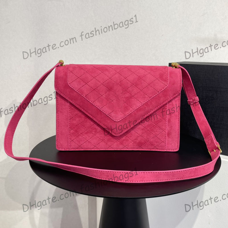 

French Womens Quilted Envelope Velour Bags Gold Metal Hardware Multi Pochette Timeless Accordion Flap Purse With Strap Crossbody Shoulder Handbags 26X18X7CM, Box