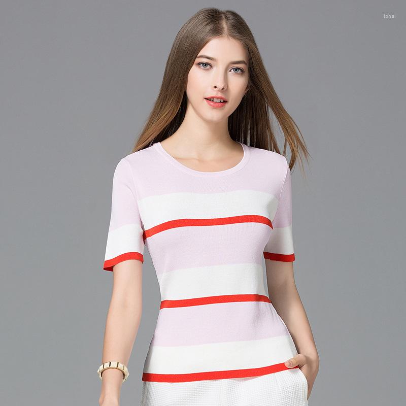 

Women' Sweaters Sweater Women Knitted Over Sized Ladies Rainbow Turtleneck Large Plus Size Morality Show Thin Round Collar Short Sleeve, Pink