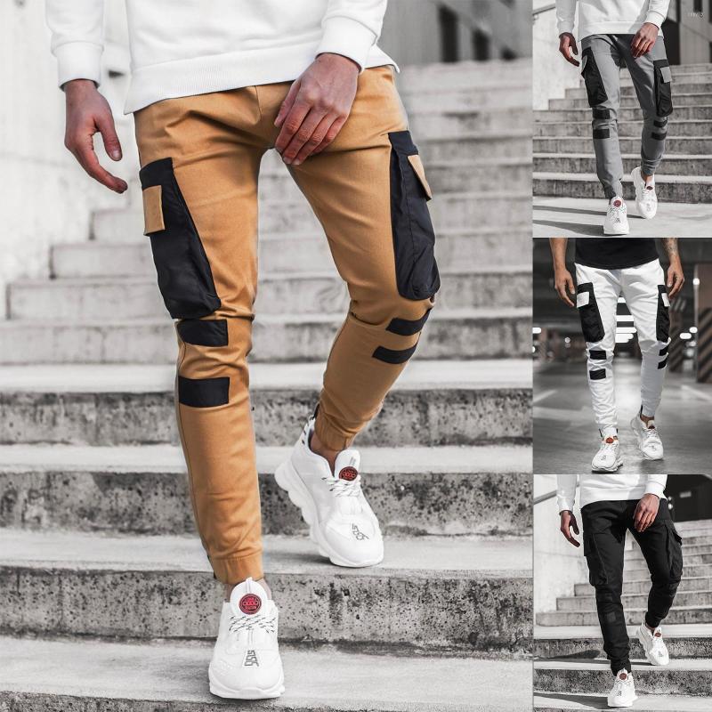 

Men's Pants 2022 Men's Casual Sports Stitching Slim Fit Trousers With Pocket Spring Autumn Male Running Jogging Workout Fitness Bottom, Black