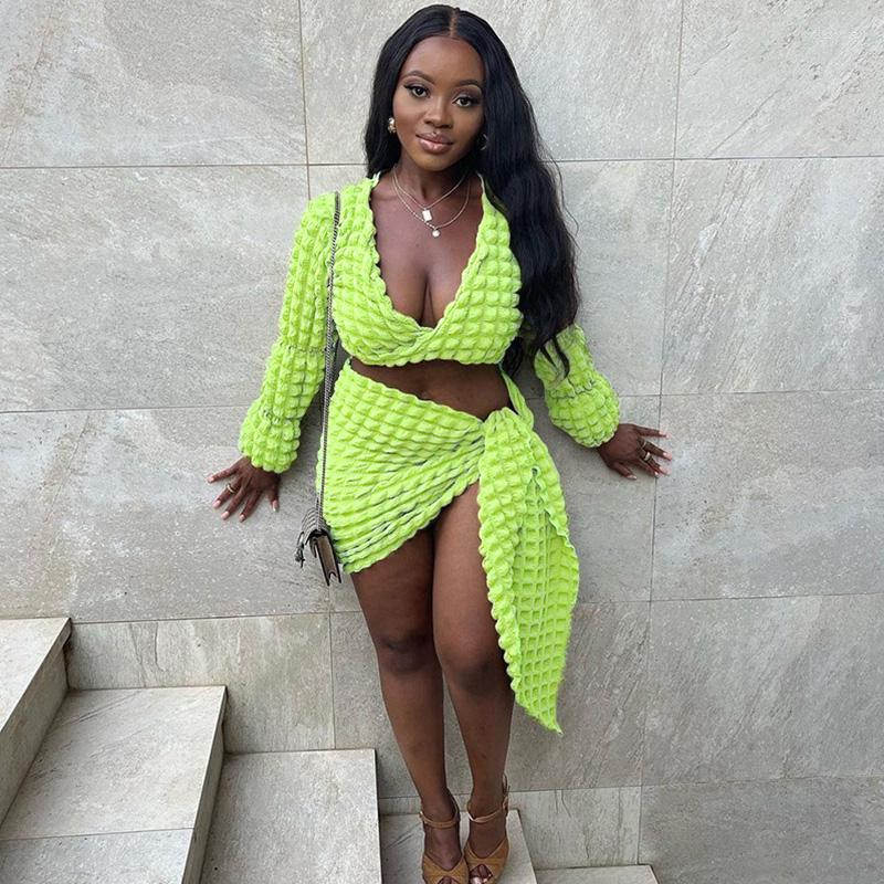 

Work Dresses Sexy Hollow Out Plaid Two Piece Skirt Set For Women Long Sleeve V-neck Crop Top And Mini Matching Sets Party Club Outfits, Black