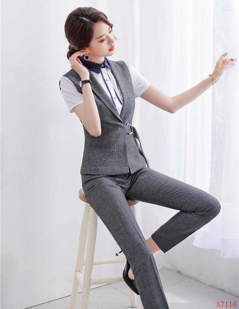 

Women' Vests Formal Fashion Ladies Grey Waistcoat Women Vest Work Wear Clothes Office Uniform Styles OL, Gray