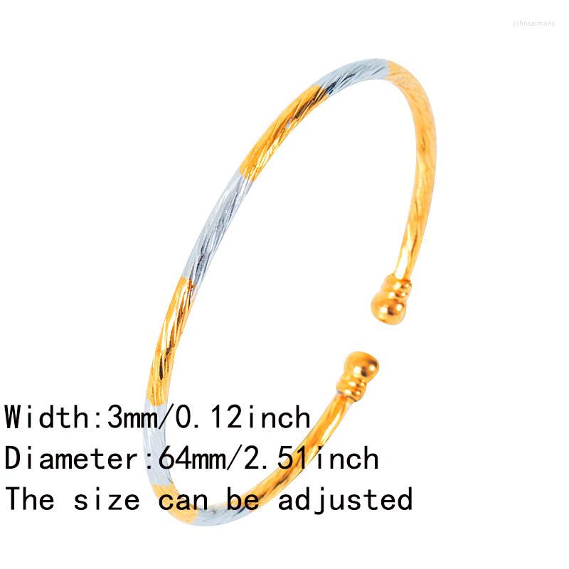 

Bangle 1pcsIndian Ball Bangles Ethiopian African Two-tones Dubai Gold Silver Bracelets For Women Wedding Jewelry Gift