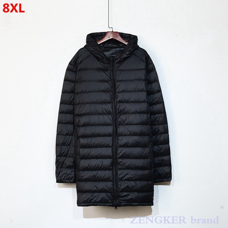 

Men's Down Parkas Large size midlength lightweight men's hooded down jacket middleaged large size winter jacket 6XL 7XL 8XL 221010, Burgundy