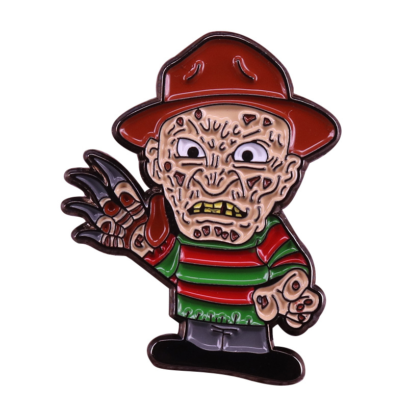 

Happy Halloween Enamel Pins Funny Horror Movies Katana Brooch Lapel Badges Cartoon Funny Jewelry Gift for Kids Friends, Color #1