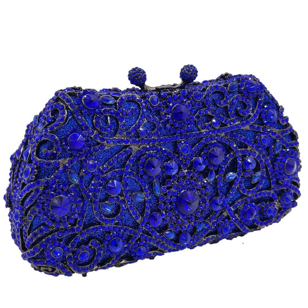

Evening Bags Blue Women Flower Evening Purses and Handbags Hollow Out Wedding Floral Clutch Bags Bridal Diamond Bag 221010