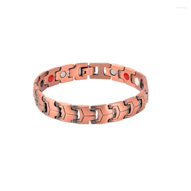 

Bangle Fashion Tooth Shaped Red Copper Magnetic Lymph Detox Bracelet Arthritis Weight Loss Men's Jewelry