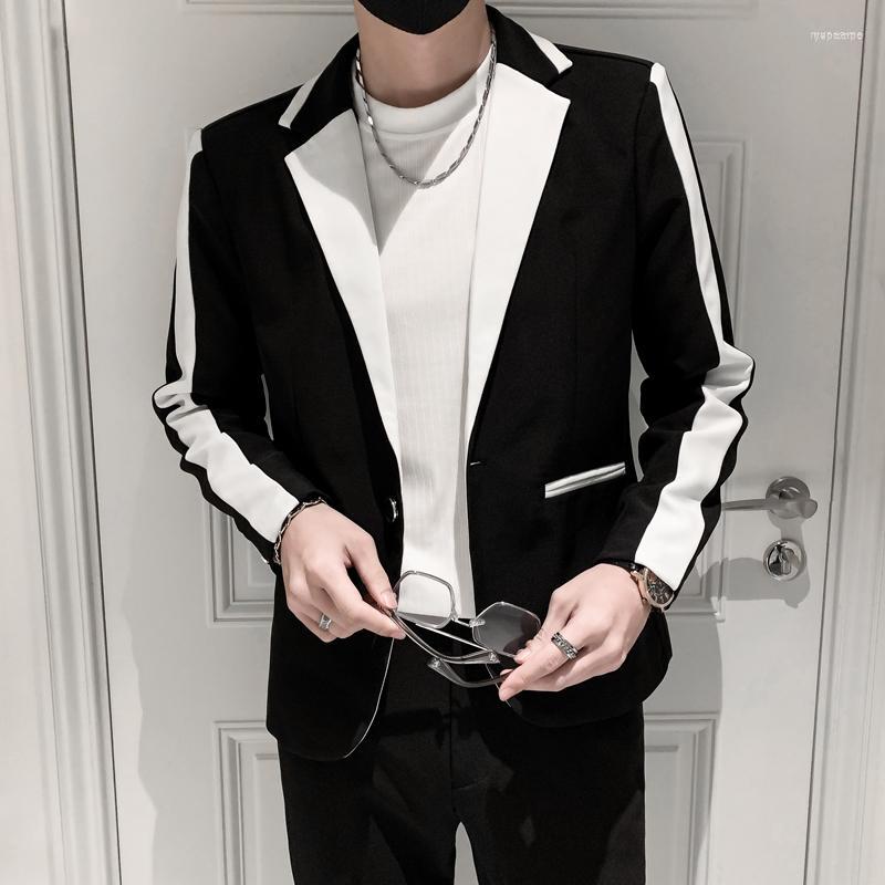 

Men's Suits Men's 2022 Contrast Stitching Men's Blazers Casual Slim Wedding Business Blazer Single-button Street Wear Social, White