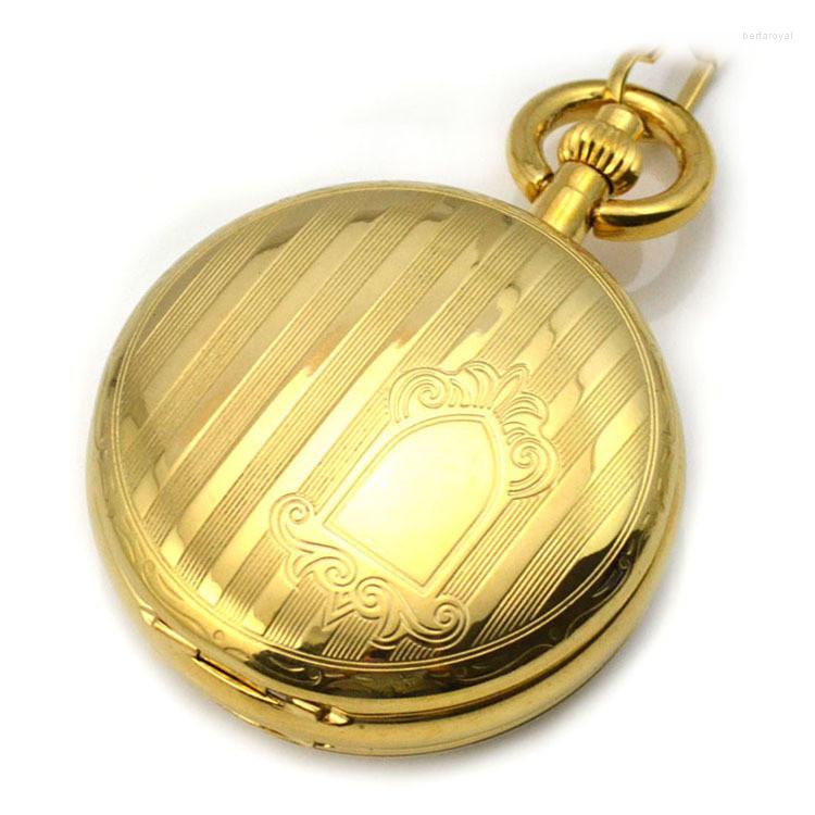 

Pocket Watches Golden Antique Skeleton Watch Mechanical Hand Wind & Fob Women's Pendant Relogio De Bolso Gift, Gold