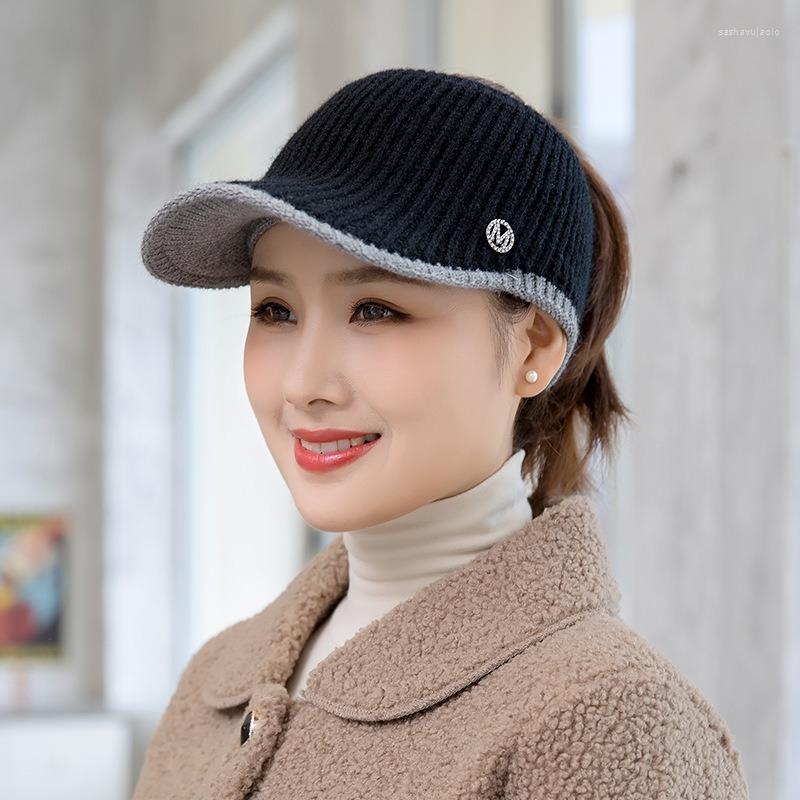 

Ball Caps Winter Hats For Women Empty Top Knitted Casquette Femme Visors Ladies Gorras Autumn Baseball, Brown