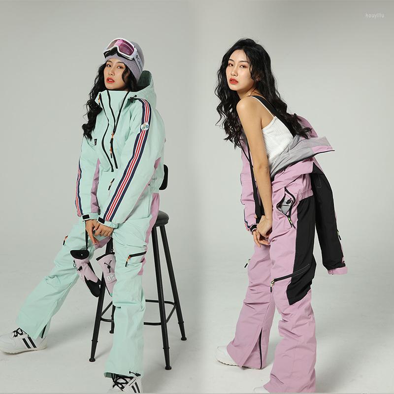 

Skiing Jackets 2022 One Piece Ski Suit Women Outdoor Sports Snowboard Jacket Men Thermal Overalls Jumpsuit Set Windproof Waterproof, Color 04