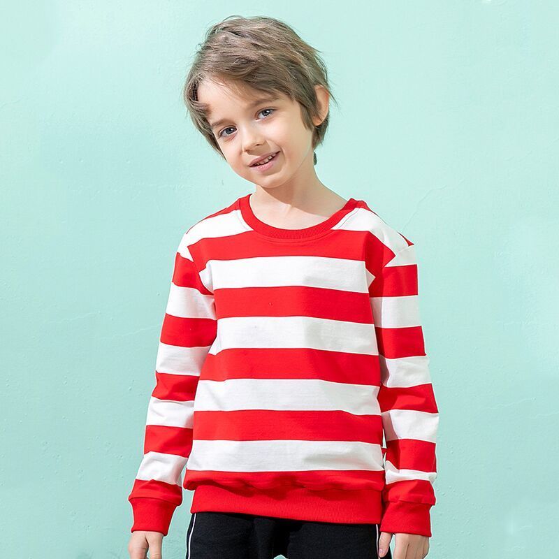 

Pullover Striped Baby Boys Sweatshirts Cotton T Shirt For Boy 2 Colors Spring Autumn Tops Kids Clothes Children Outwear 2 8 Years 221010, Red
