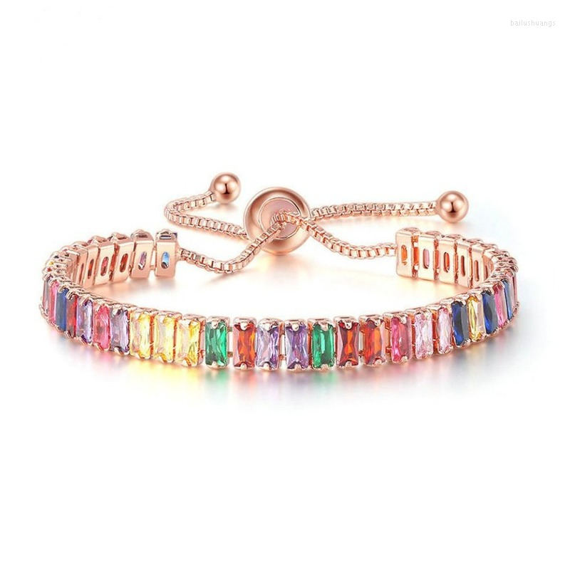 

Bangle Baguette Tennis Bracelet Rainbow Cubic Zirconia Dainty Diamond Gift For Her