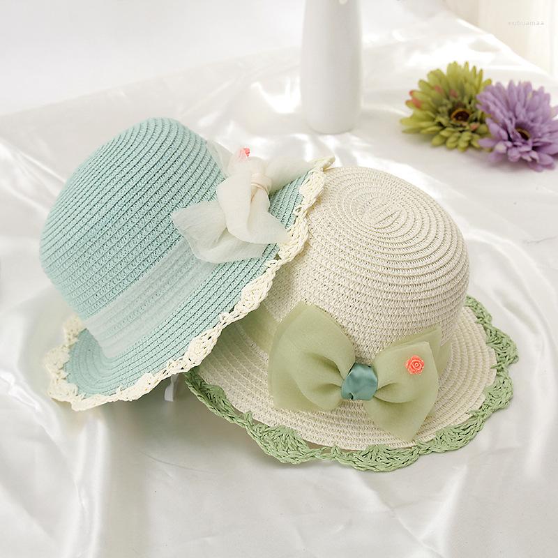 

Hats H7413 Children's Sun Hat Spring Summer Girls Sunshade Bowknot Straw Cap Kids Outdoor Beach Sunscreen Anti-ultraviolet Cute, Stylei