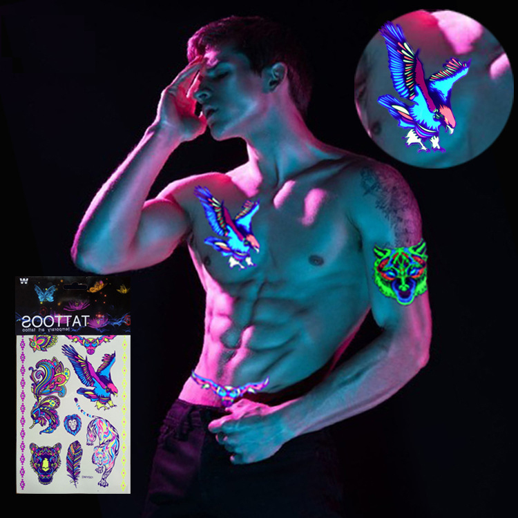 

Temporary Tattoos Other Toys Temporary Tattoos Stickers Glow Dark escent Waterproof Butterfly Tattoo for Face Body Art Halloween Party Bar Prom Supplies