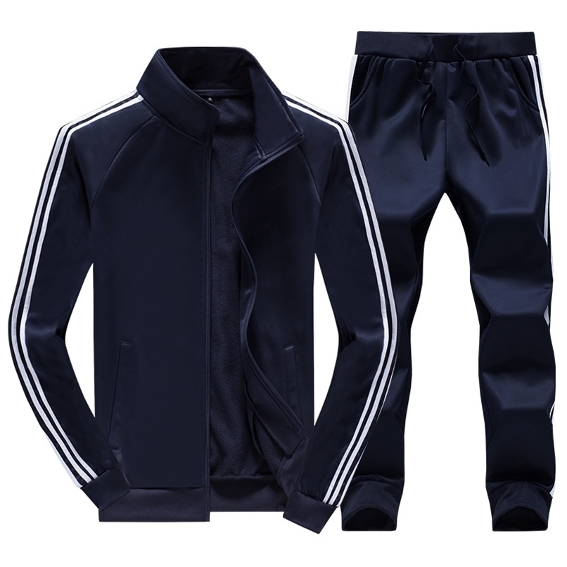 

Men's Tracksuits Autumn Winter Sweatsuit Sets 2 Piece Zipper Jacket Track Suit Pants Casual Tracksuit Men Sportswear Set Clothes 221008, Black