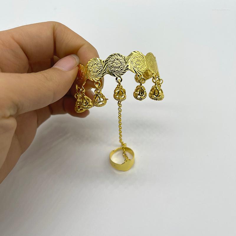 

Bangle Copper Dubai Gold Bangles For Kids Baby Bracelets With Ring African Coins Arabic Boy Girlds Brithday Jewelry Gift