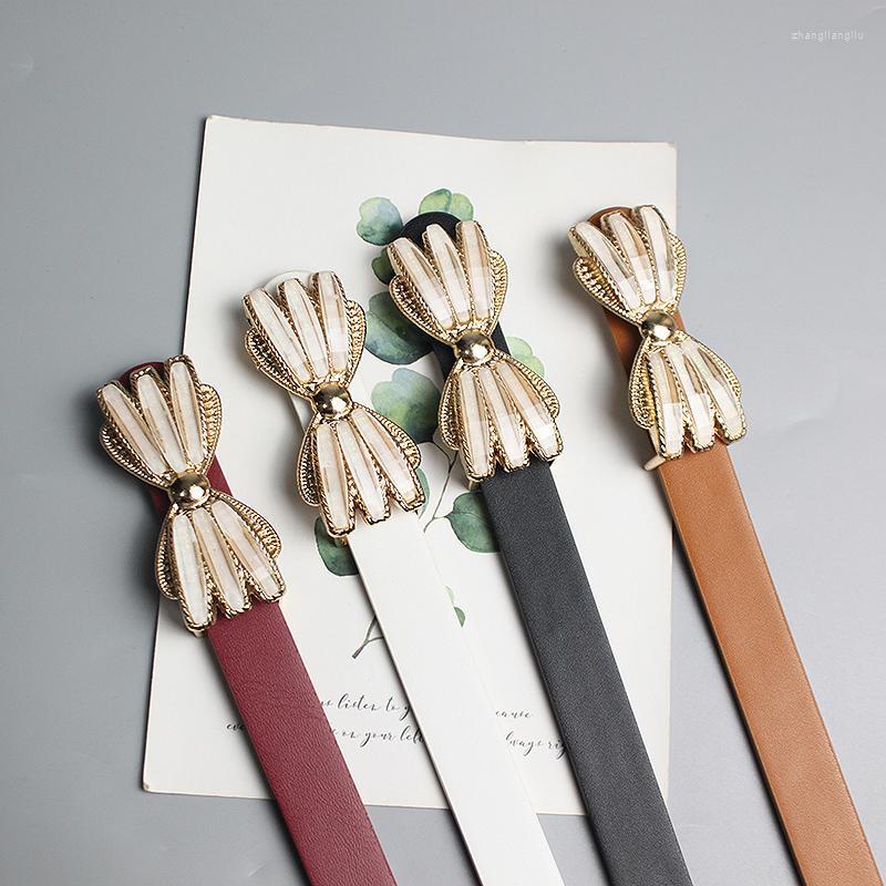 

Belts Pu Little Girl's Belt Drop Glaze Fashion Simple Thin 100 With Dress Black Korean Decorative Small Waist ChainBelts, White