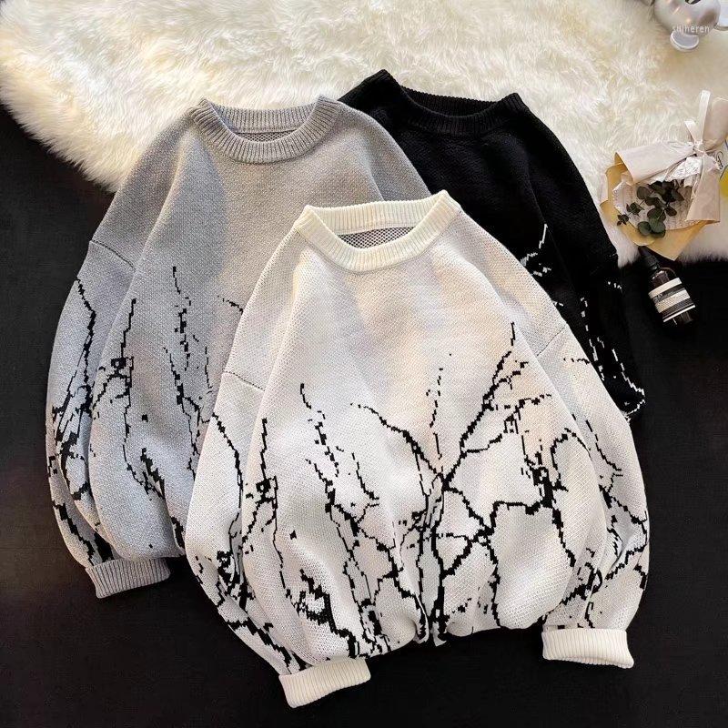 

Men's Sweaters Mens Knitted Sweater Japanese Women Clothe Vintage Harajuku Pullover Tops Fashion Streetwear Gothic Print Black