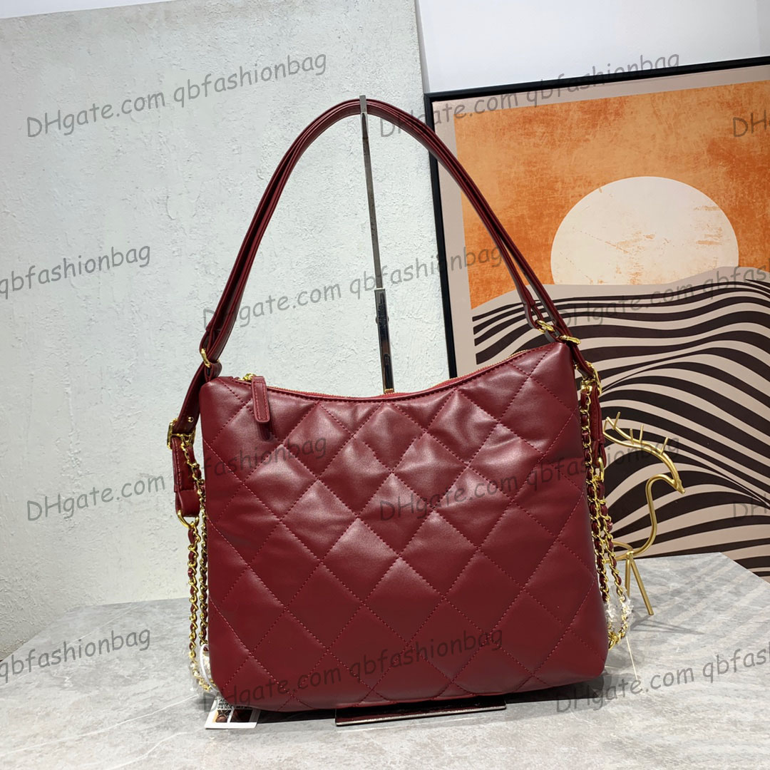 

22B Womens Jumbo 2in1 Designer Hobo Quilted Bag Gold Metal Matelasse Chain Shoulder Backapck Handbag Large Capacity Outdoor Sacoche Designer Messenger Pocket 30CM, Box