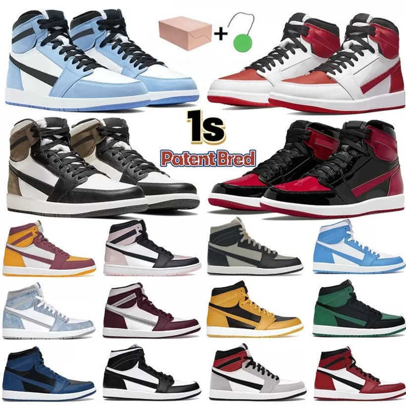 

JUMPMAN 1 Basketball Shoes 1s Womens Mens Denim High OG Lost Found Patent Bred Dark Mocha Mid Digital Pink Offs White University Blue Taxi, 28