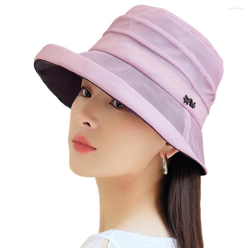 

Wide Brim Hats FS 2022 Summer Foldable Designer Silk Sun Hat For Women Elegant Travel Bucket Ladies Sunscreen Visor Caps Beach Breathable, Black