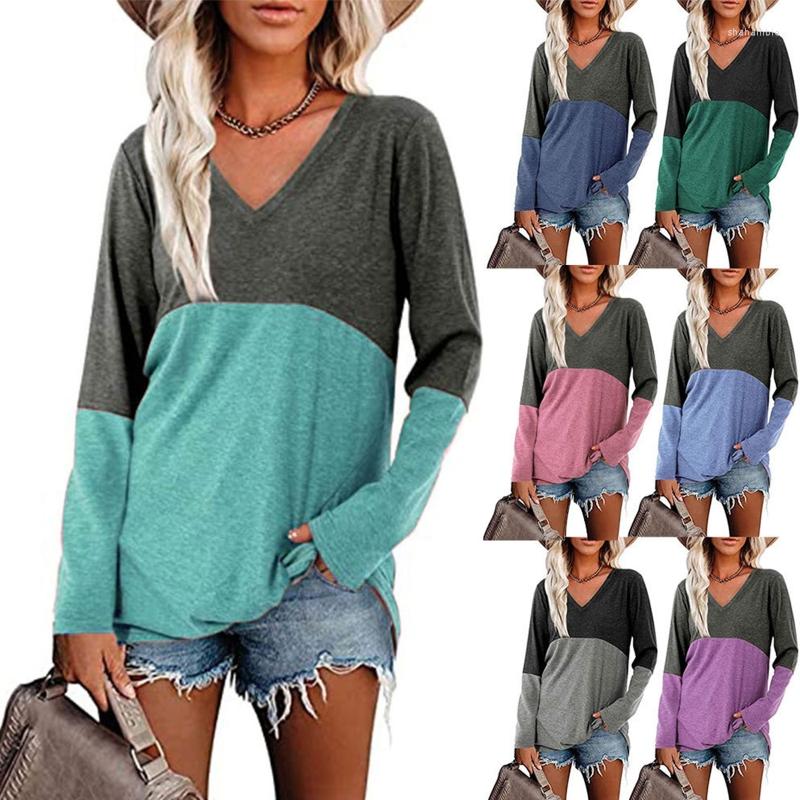 

Women' Polos Fashion Women Summer Casual Blouse Long Sleeve Tunic Loose V-neck Tops, Blue