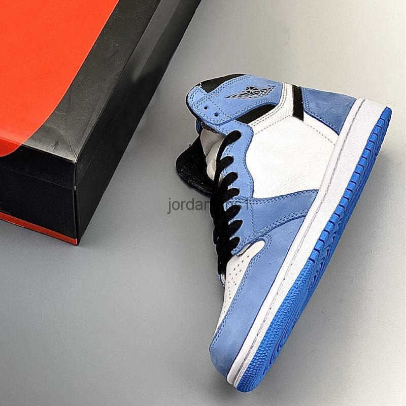 

High OG 1 UNC Black White University Blue Shoes Jumpman Men/Womens Basketball Sports Sneakers With Box jumpman1shoes, #1