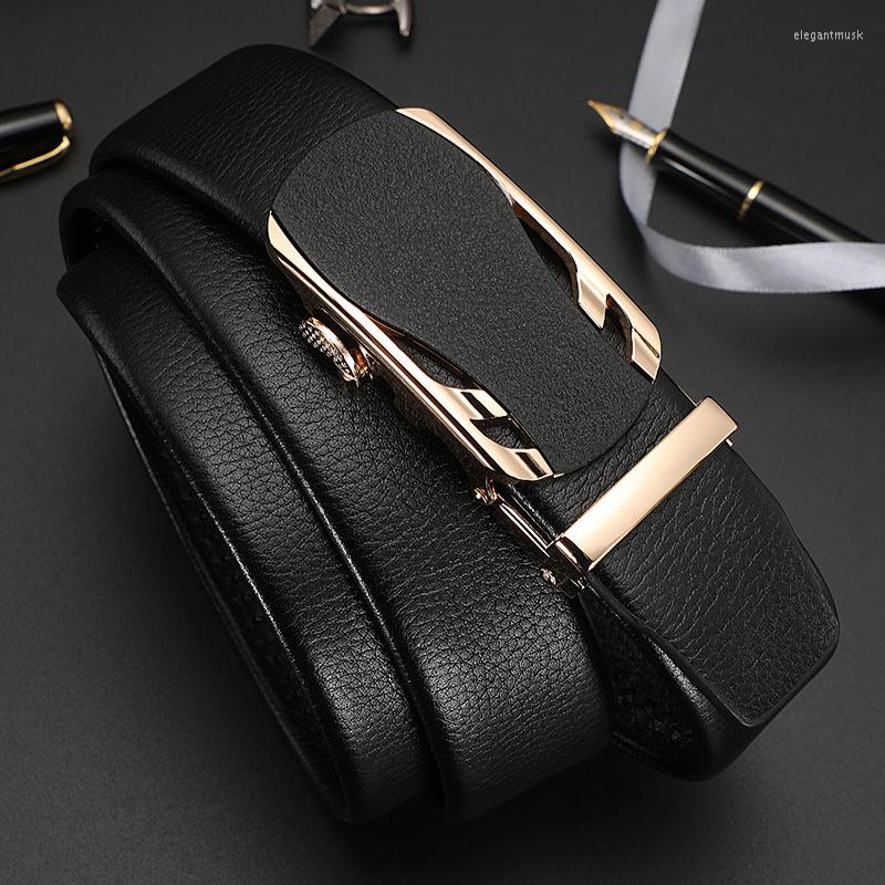 

Belts Men Automatic Buckle High Quality Genuine Leather For Fashion Business Work Simple Designers Brand Strap ZD2108, White
