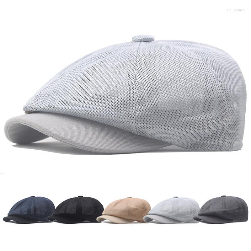 

Berets Summer Mesh Flat Cap Sboy Caps Octagonal Hat Retro Beret Hats Solid Color Casual Breathable Outdoor Fashion Sport Trucker CapBerets, Black