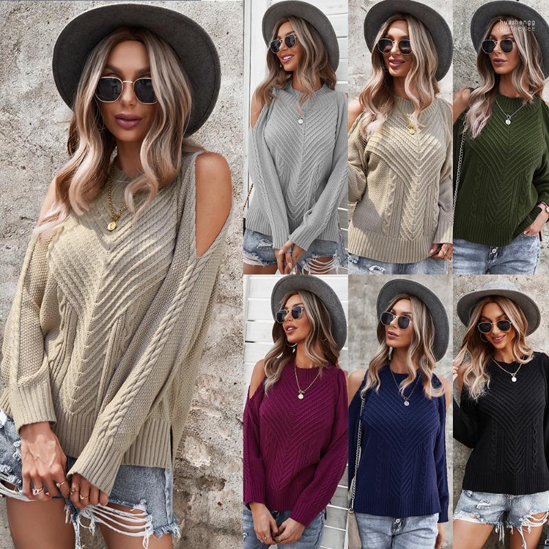 

Women' Sweaters Women' LARCI Solid Color Sweater Thick Needle Top Off-the-shoulder Long Sleeve 2022 Autumn And Winter, Black