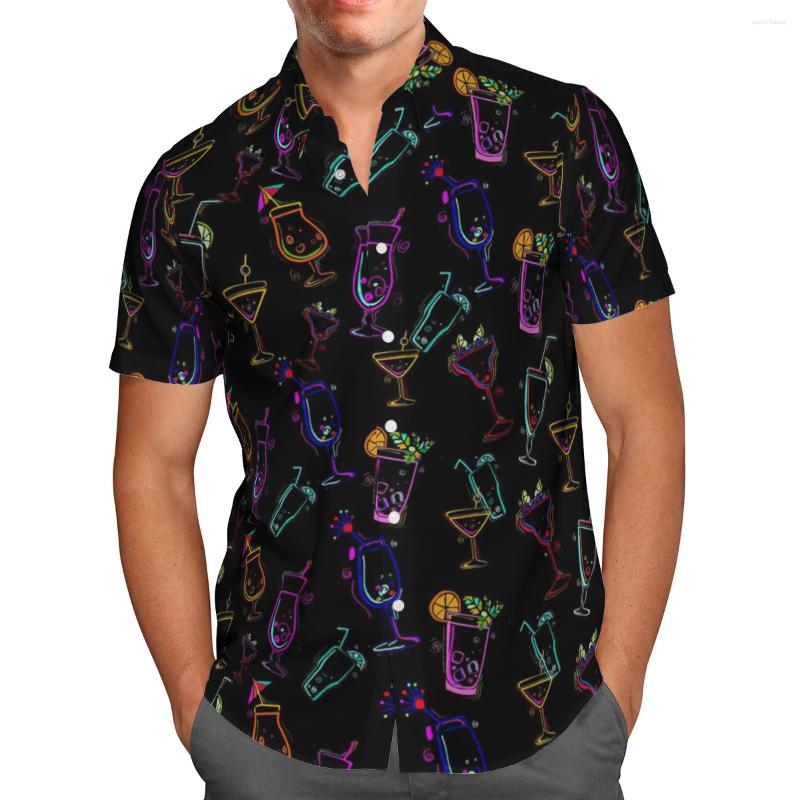 

Men's Casual Shirts All Kinds Of Wine Glasses 3D Printed Summer Breathable Hawaiian Beach Short Sleeve Shirt Cool Social Art Street, Hawaiian shirt 01