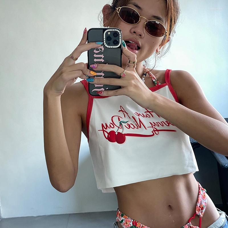 

Women' T Shirts Y2k Crop Corset Top Women Summer Clothes For Woman Letter Printing Umbilical Slim Suspenders 2022 Vest Pullover Sleeveles, White