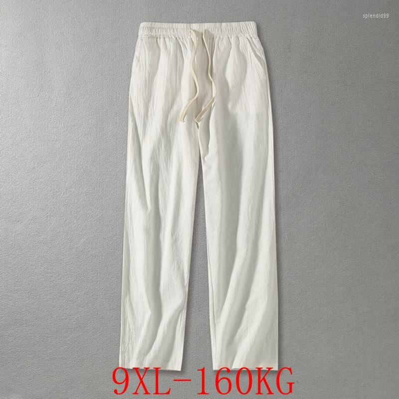 

Men's Pants Large Size Casual 160KG 9XL 8XL 7XL 6XL Fashion Men's Loose Straight Leg Solid Color Cotton Linen, Black