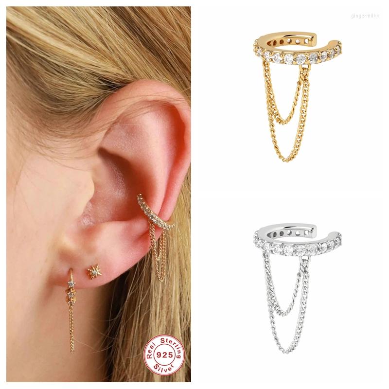 

Backs Earrings 925 Sterling Silver Earcuff C Shape Clip On For Teens Women Punk Fake Piercing Aretes Earcuffs Charming Party Jewerly